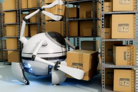 imagem de um robô fazendo serviço de logística